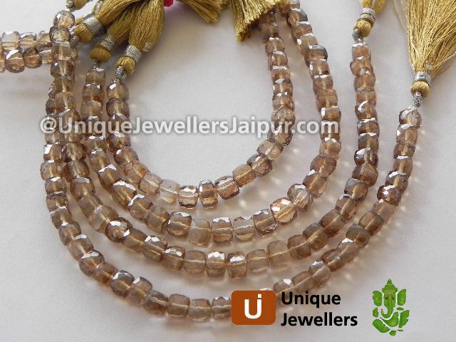 Coffee Quartz Faceted Cube Beads